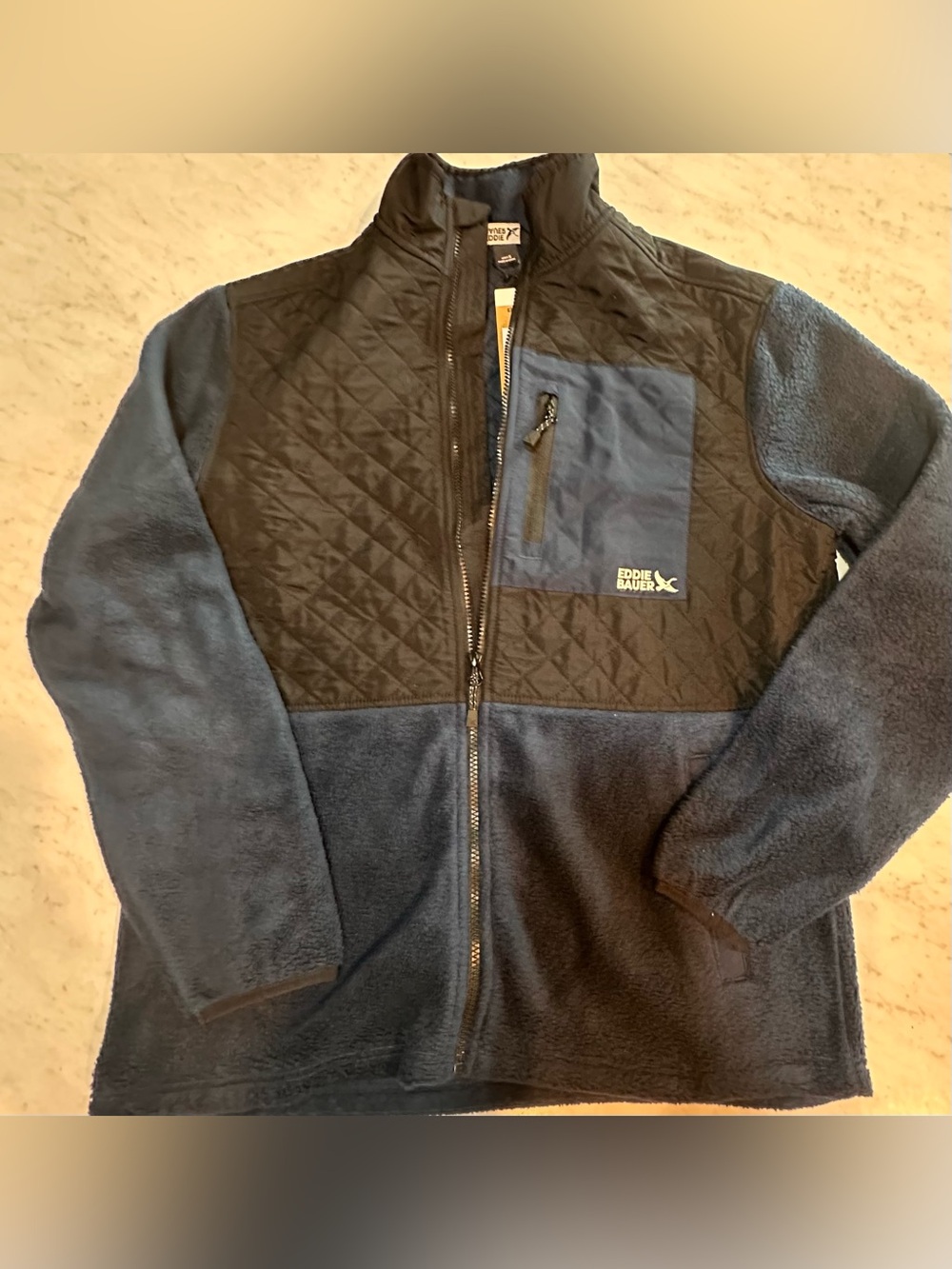 Eddie Bauer Mixed Media Fleece Jacket Men’s Small Blue NWT
